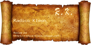 Radics Kleon névjegykártya